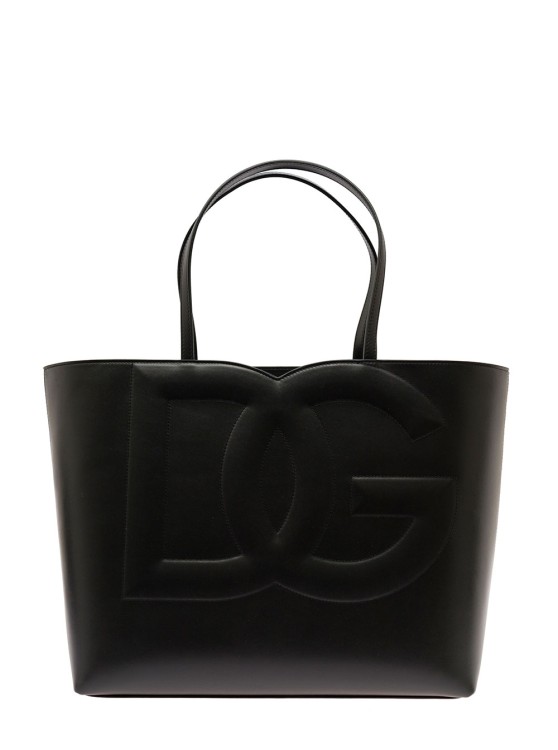 Dolce & Gabbana Dg Logo' Black Medium Shopper In Leather
