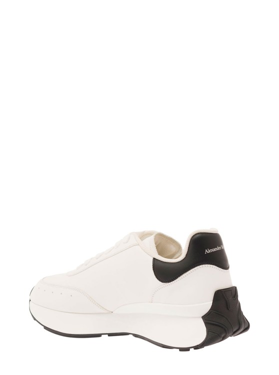 Shop Alexander Mcqueen Sprint Runner' White Sneakers With Embossed Detail And Logo In Smooth Leather In Neutrals