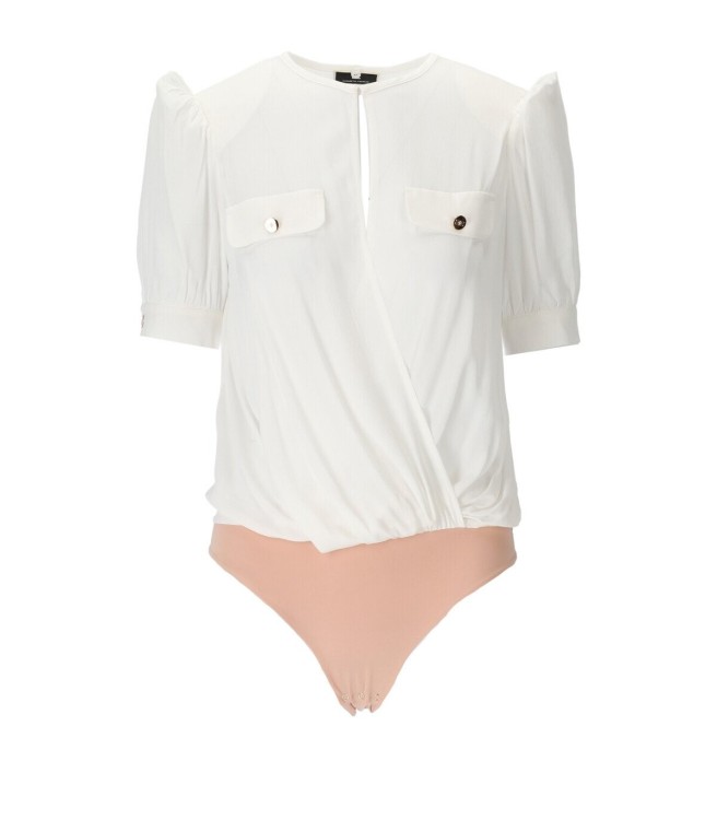 Elisabetta Franchi Ivory Viscose Blend Bodysuit In White