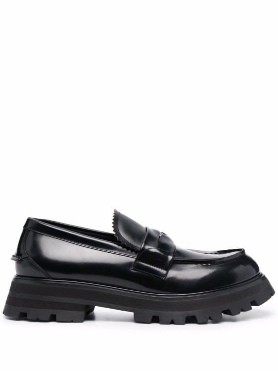 Shop Alexander Mcqueen Ridged Loafers In Black