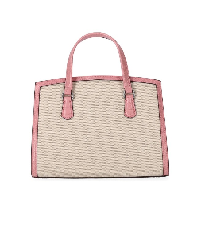 Shop Michael Kors Chantal Canvas Pink Handbag In Grey