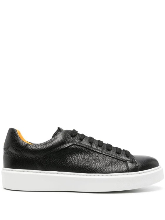 Shop Doucal's Round-toe Leather Sneakers In Black