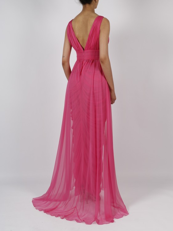 Shop Alberta Ferretti Wide Silk Dress In Pink