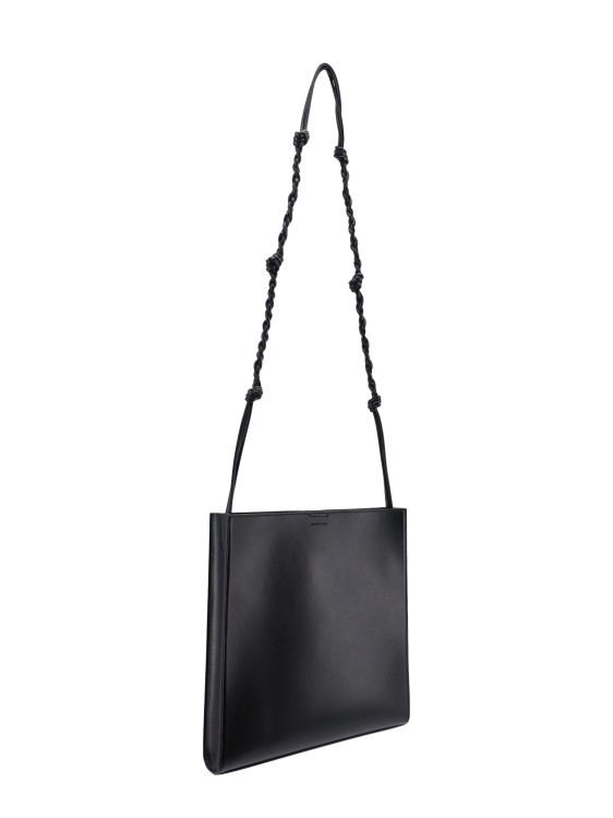 Shop Jil Sander Logo Print Leather Shoulder Bag In Black