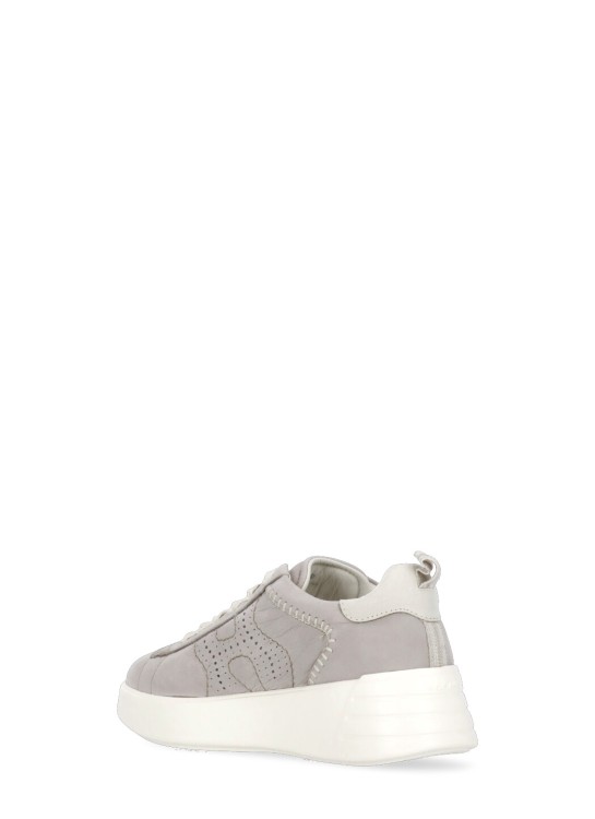 Shop Hogan Grey Leather Sneakers In Pink