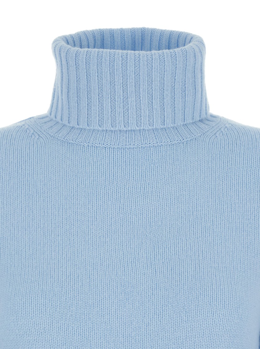 Allude Light Blue High Neck Sweater In Wool And Cashmere Woman In Blue