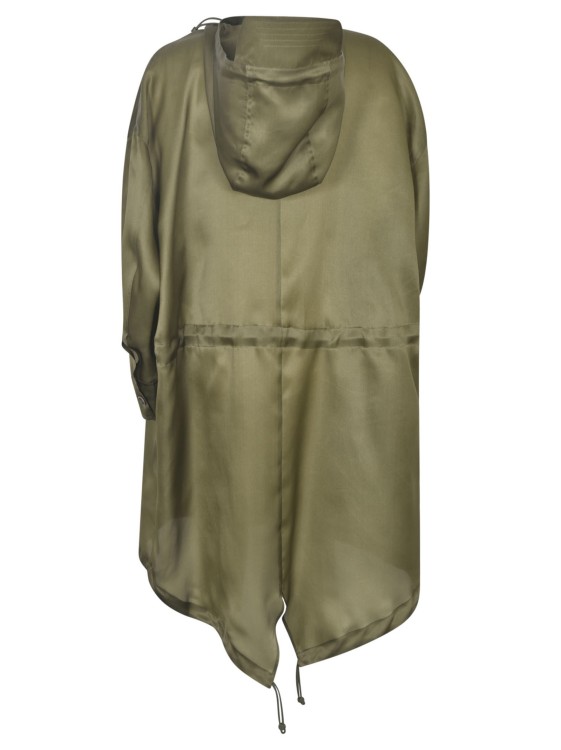 Shop Max Mara Military Green Silk Organza Coat
