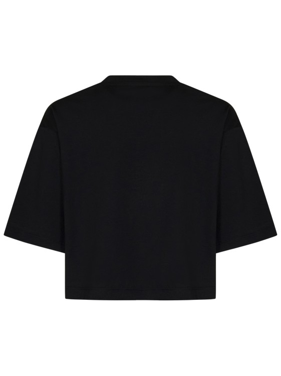 Shop Balmain Cropped Black Cotton Jersey T-shirt