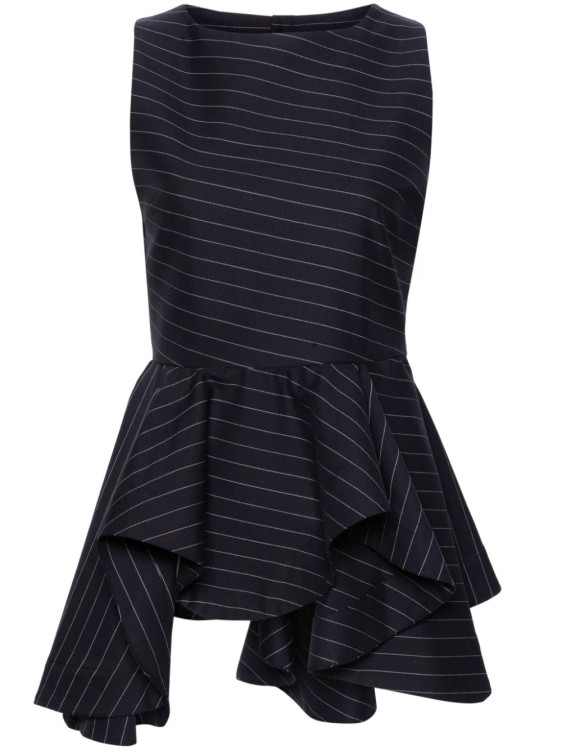 Shop Jw Anderson Navy Blue Striped Top