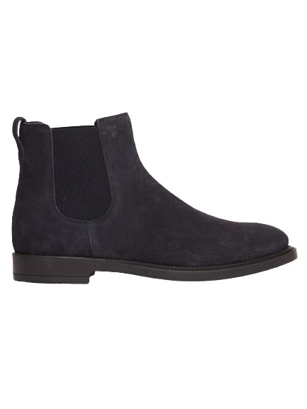 Tod's Blue Suede Ankle Boot With Side Elastic