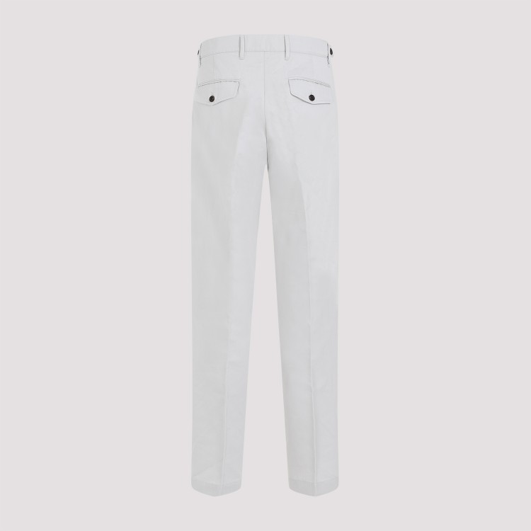 Shop Dunhill Light Grey Pleated Cotton-linen Chino Pants