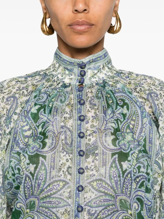 Shop Zimmermann Ottie Paisley-print Blouse In Green