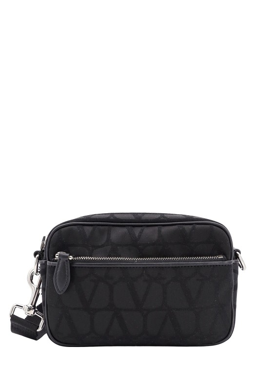 Valentino Garavani Tech Fabric Shoulder Bag With Toile Iconographe Motif In Black