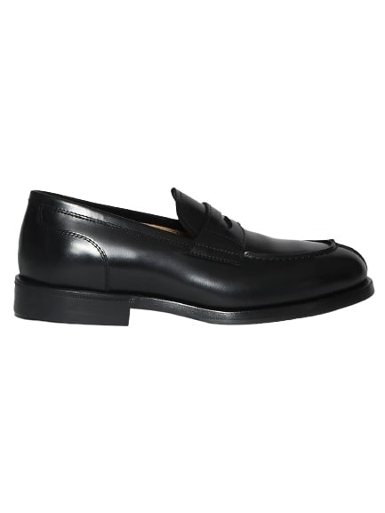 Henderson Leather Moccasin With Leather And Rubber Sole In Black