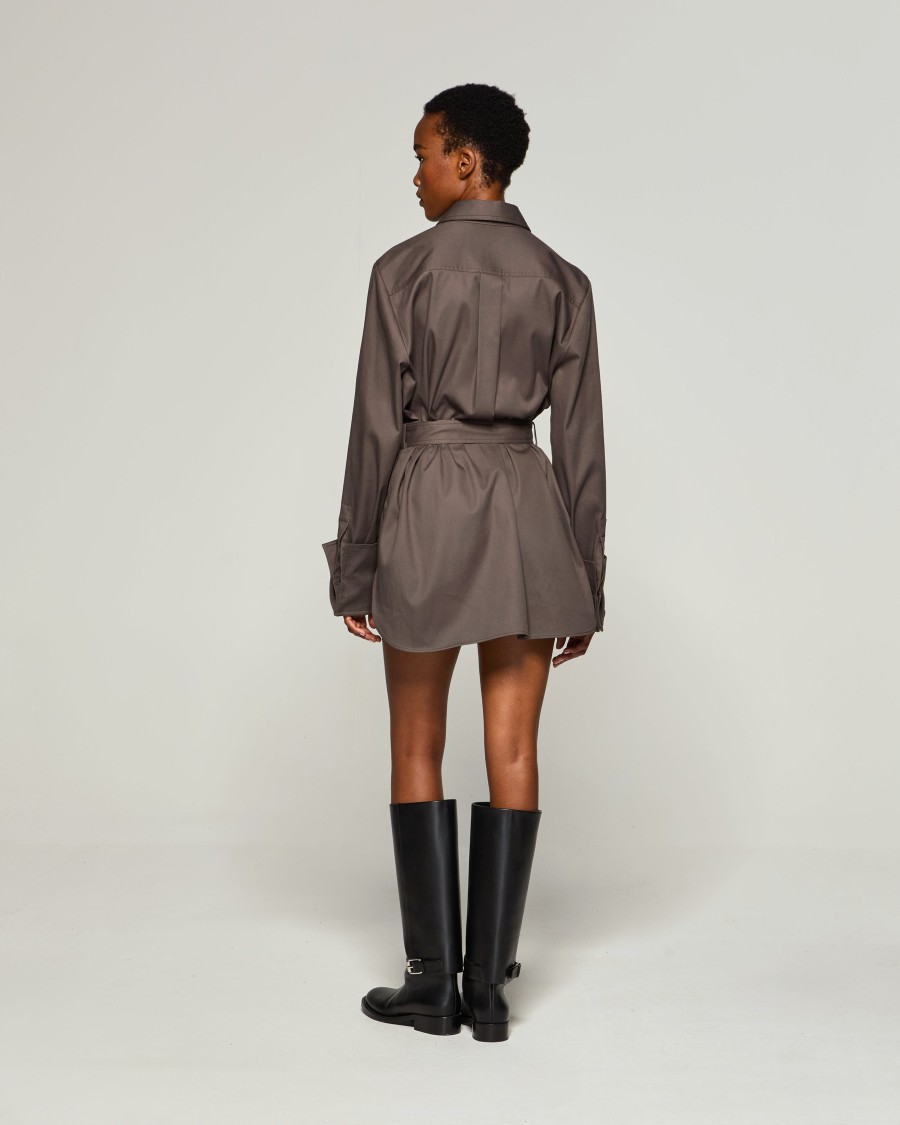 Shop Serena Bute Oversized Cargo Shirt - Slate Grey