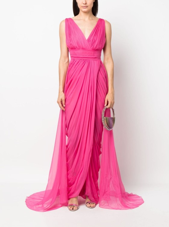 Shop Alberta Ferretti Long -signed Long Dress In Pink