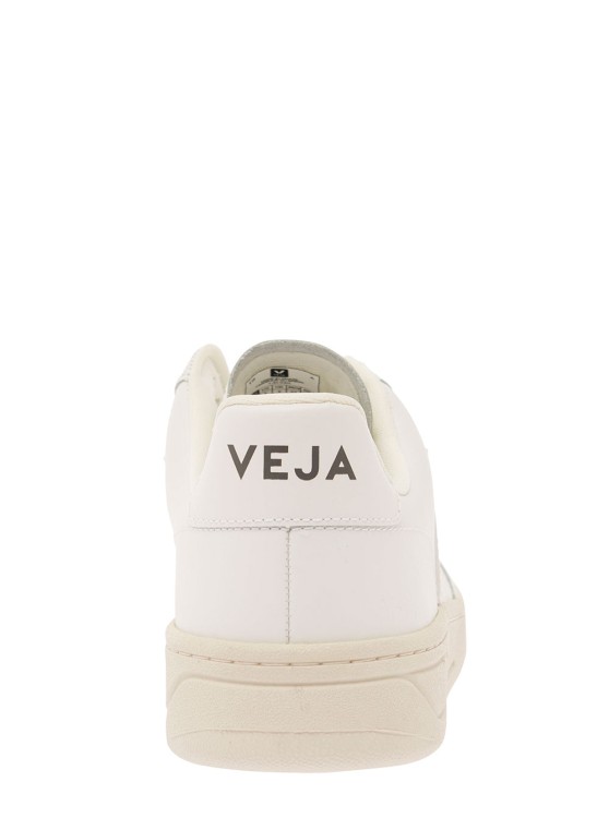 Shop Veja V-12' White Low-top Sneakers With Tonal Side Logo In Leather