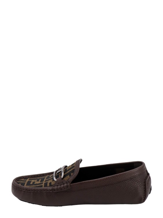 Shop Fendi Leather Loafers With Ff Insert In Brown