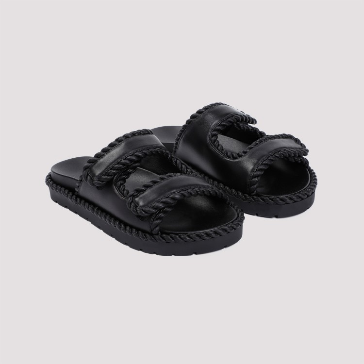 Shop Bottega Veneta Venera Jack Flat Mule Black Nappa Leather Sandals