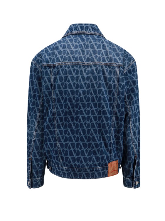 Shop Valentino Denim Jacket With Toile Iconographe Motif In Blue