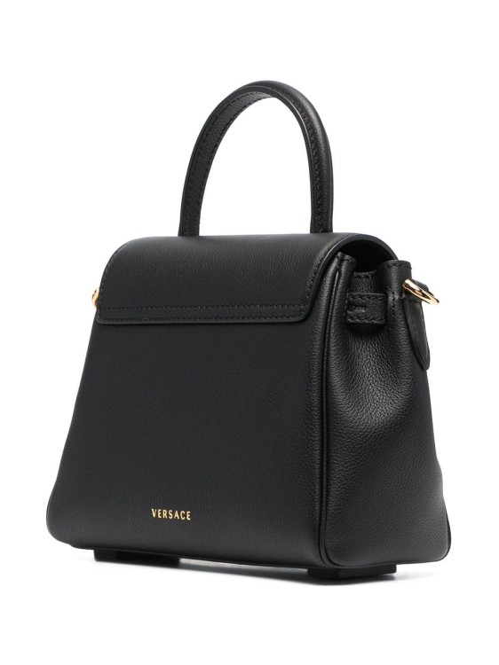 Shop Versace Black Leather La Medusa Top-handle Tote Bag