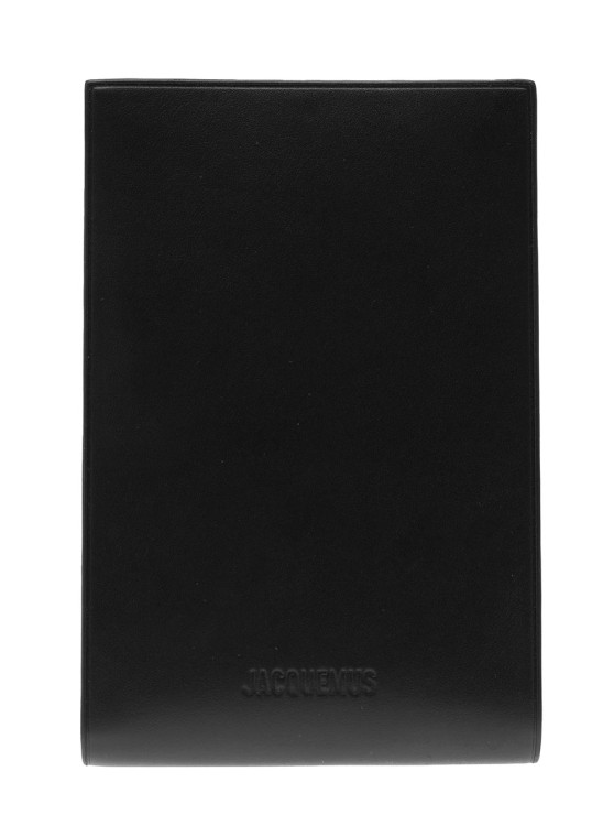 Jacquemus Black Le Gadju Neck Wallet In Leather Man In Black