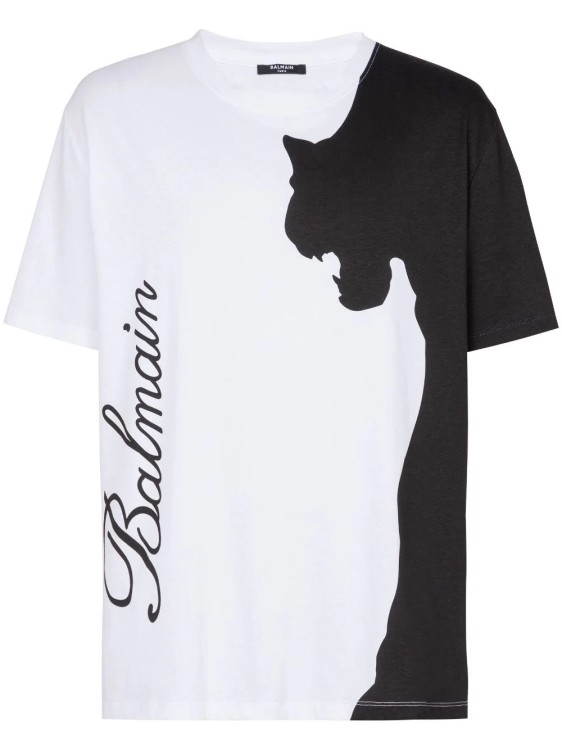 Balmain T-shirt Mit Tiger-print In White