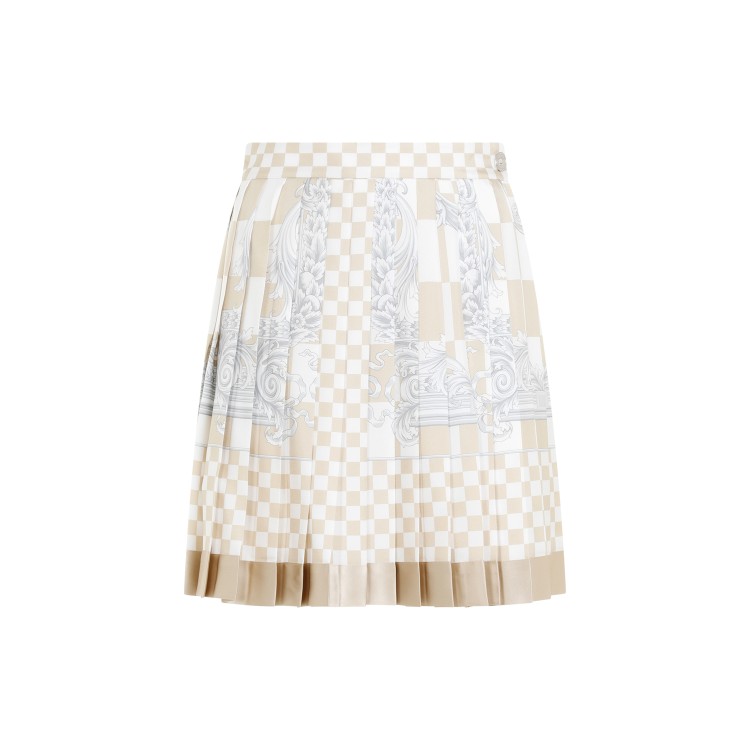 Shop Versace Damier Print Skirt In Neutrals