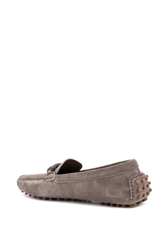 Shop Brunello Cucinelli Suede Loafer With Precious Braided Detail In Grey