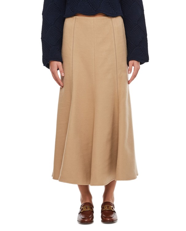 Shop Gabriela Hearst Silk Pleated Midi Skirt In Brown