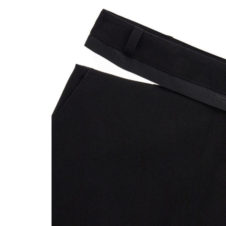 Shop Fendi Virgin Wool Grain De Poud Skirt In Black