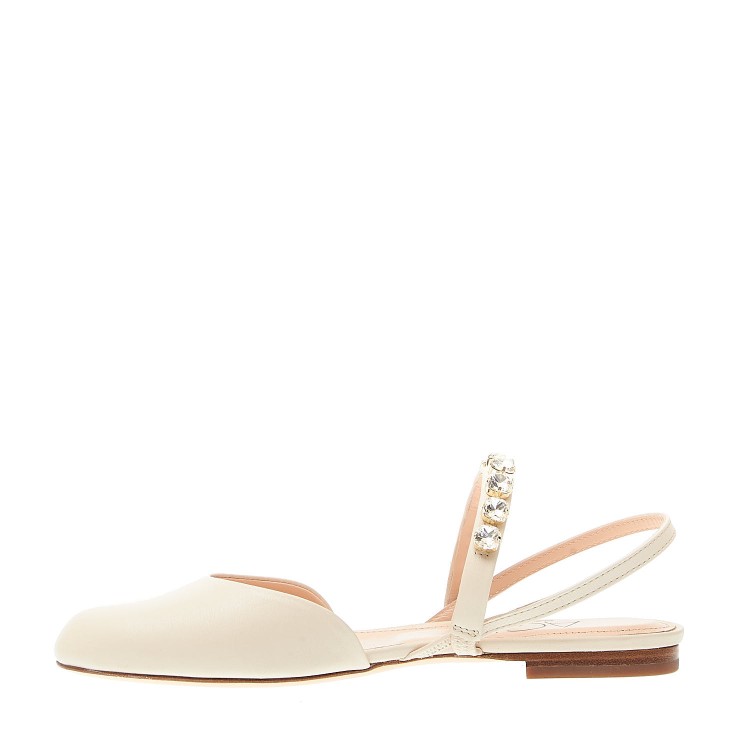 Agl Attilio Giusti Leombruni Cream Slingback With Rhinestones In Neutrals