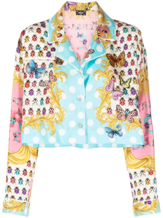 Shop Versace Multicolored Butterflies Shirt In Neutrals