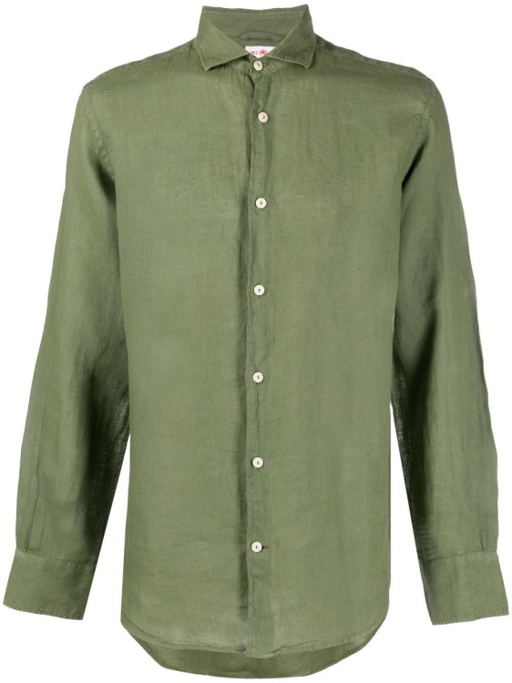 Mc2 Saint Barth Linen Long-sleeve Shirt In Green