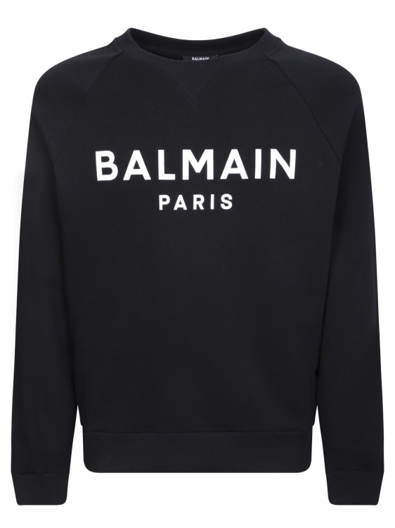 Shop Balmain Round Neck Sweatshirt In Black