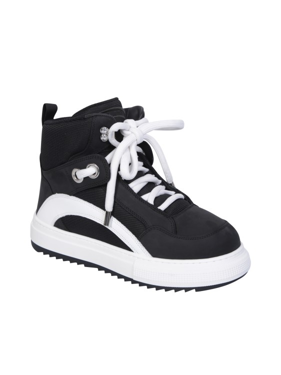 Dsquared2 Black Suede And White Canvas Sneakers In Black
