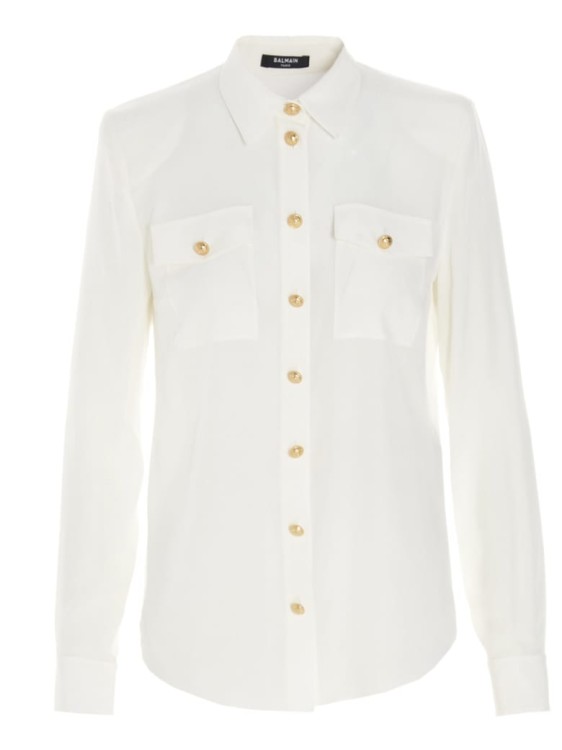 Shop Balmain Pure Silk Shirt In White