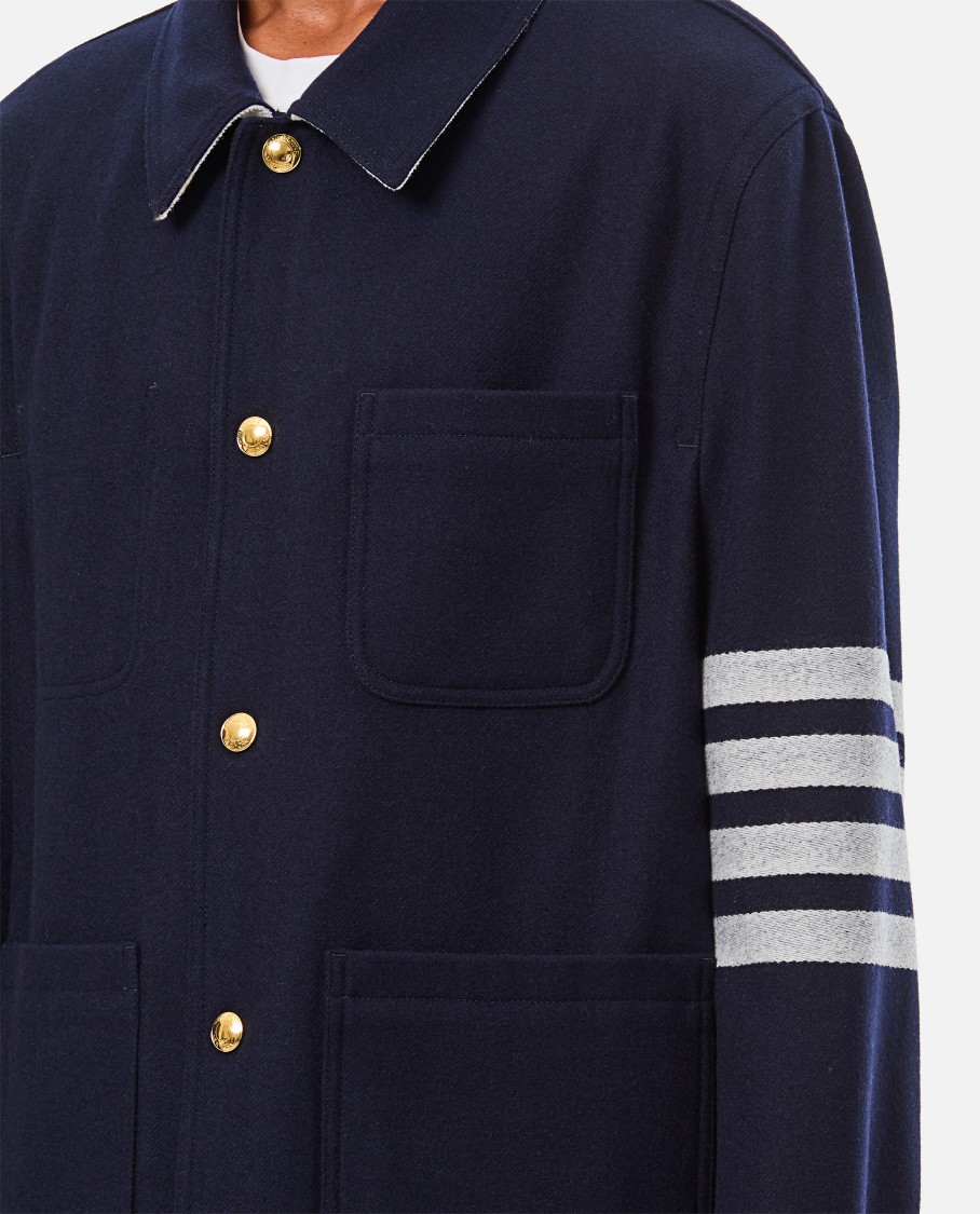 Thom Browne '4-bar Utility' Single-breasted Jacket In Blue