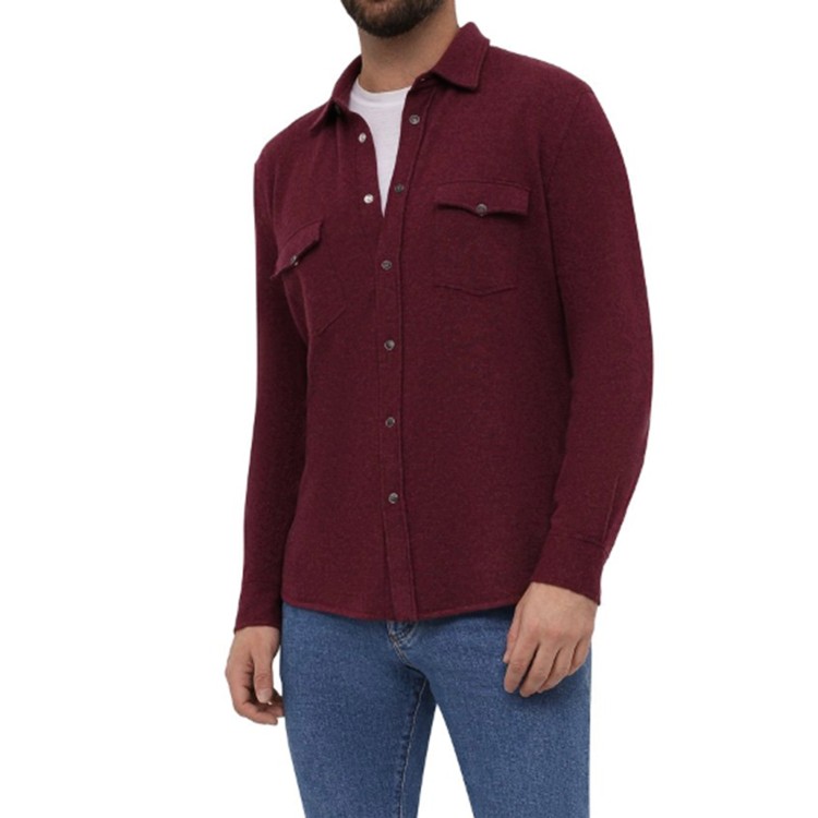Shop Brunello Cucinelli Red Wool Shirt