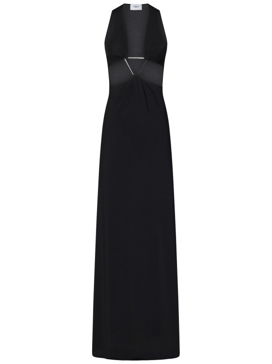 Shop Coperni Cut-out Triangle Black Stretch Jersey Long Dress