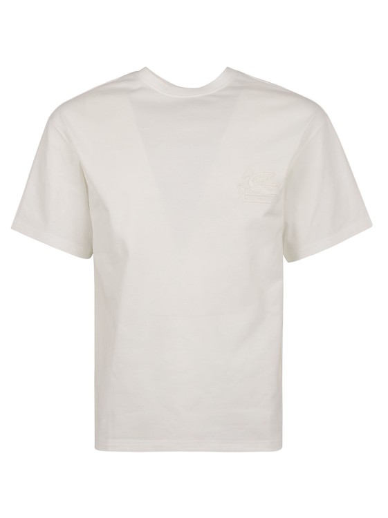 Shop Etro Chalk White Pegaso-embroidered Cotton T-shirt