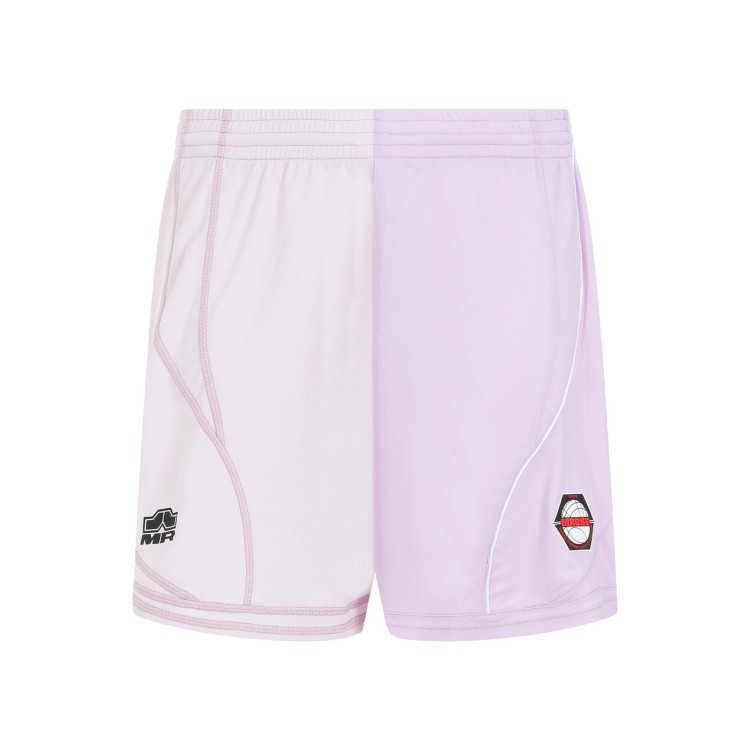 Shop Martine Rose Half & Half Lilac Polyester Football Shorts In White