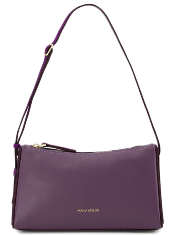 Shop Manu Atelier Mini Prism Hobo Bag  - Steel/purple - Leather In White