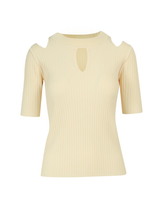Krizia Ribbed Fabric Sweater In Neutral