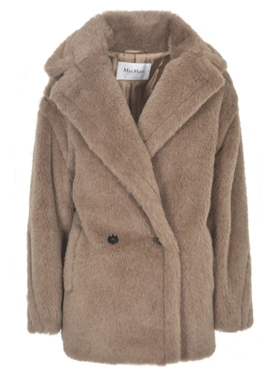 Shop Max Mara Sand Faux-fur Coat In Brown