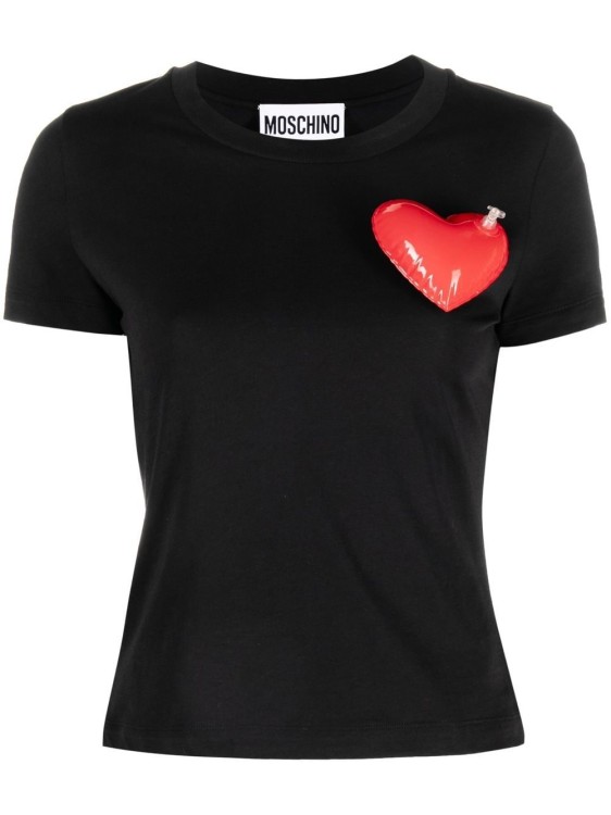 Moschino Heart-patch Short-sleeved T-shirt In Black