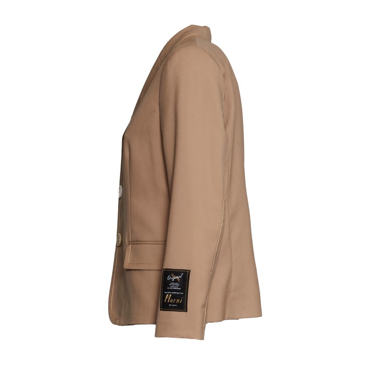 Shop Marni Wool Jacket With Contrast Stitching In Neutrals