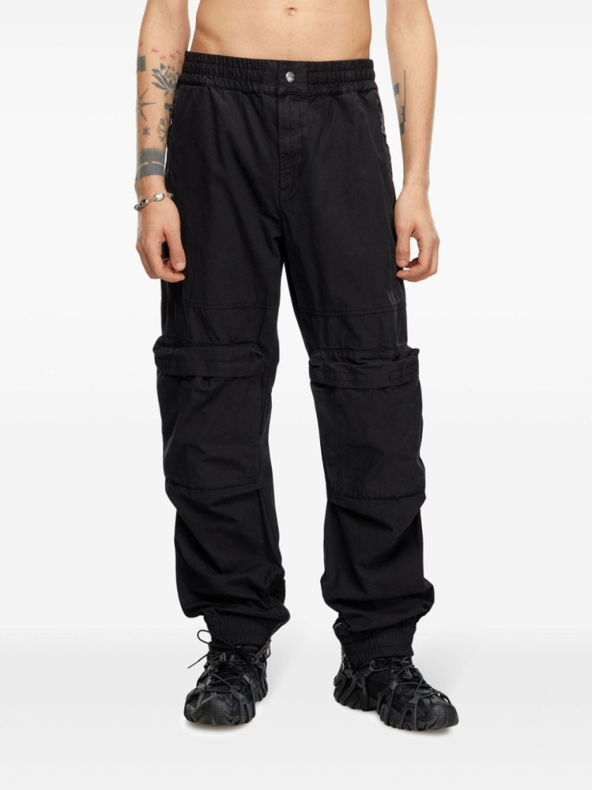 Shop Diesel Utility Cargo Trousers With Adjustable Waistband And Multiple Pockets In Black