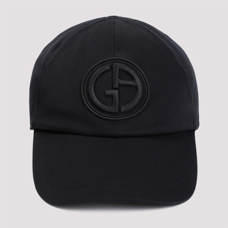 Shop Giorgio Armani Blue Cotton Hat In Black
