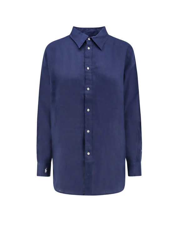 Shop Polo Ralph Lauren Linen Shirt In Blue